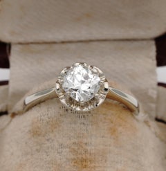Art Deco 1.04 Ct Cushion Diamond G VS1 Solitaire 18 KT Ring