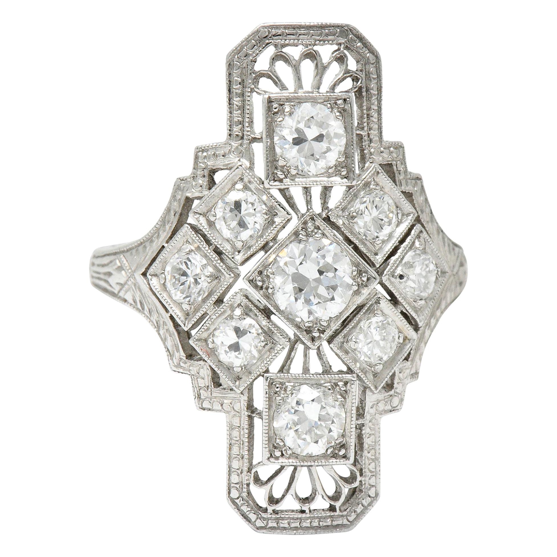 Tiffany and Co. Art Deco 0.40 Carat Diamond Platinum Dinner Ring at 1stDibs
