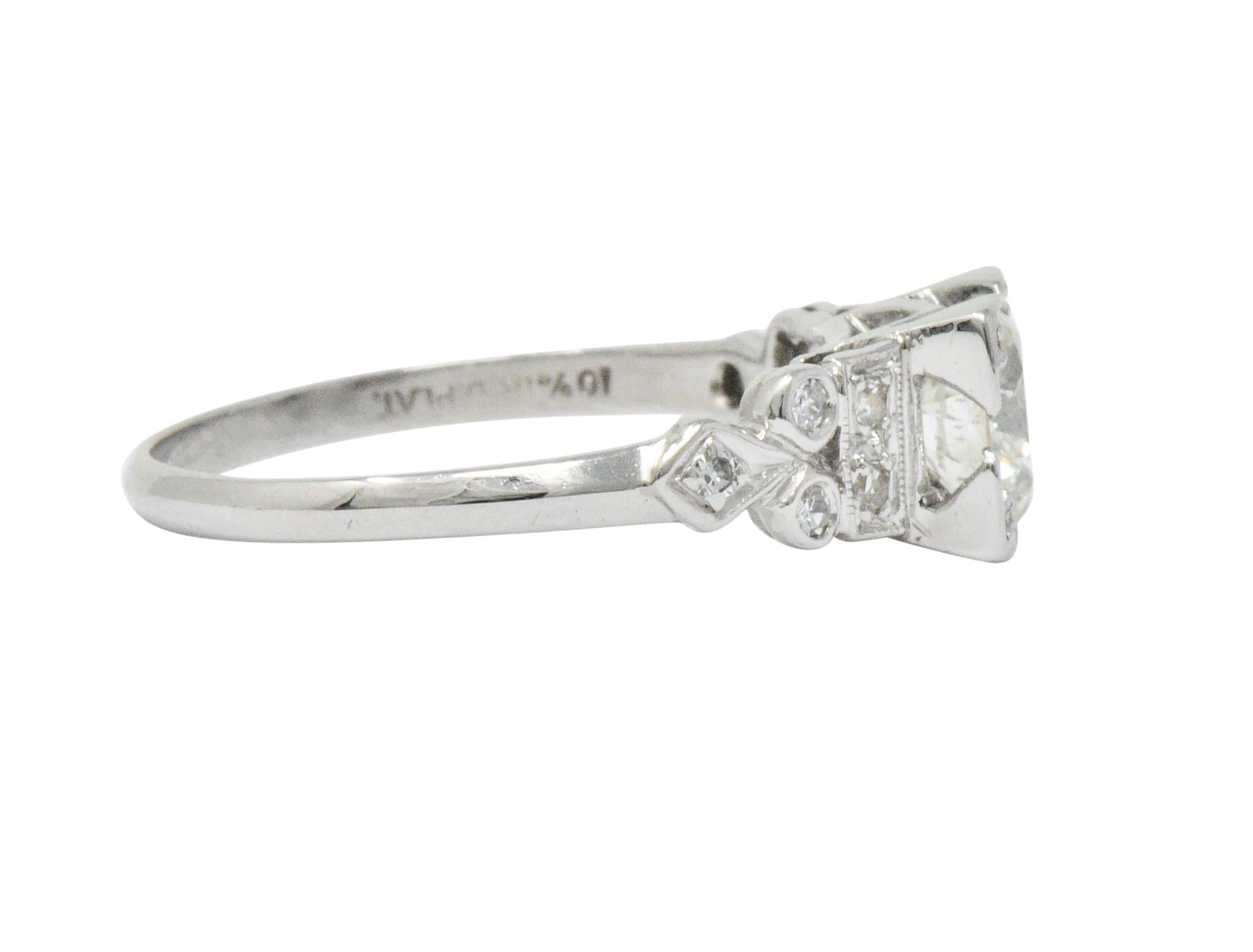 Art Deco 1.05 Carat Diamond Platinum Engagement Ring GIA In Excellent Condition In Philadelphia, PA
