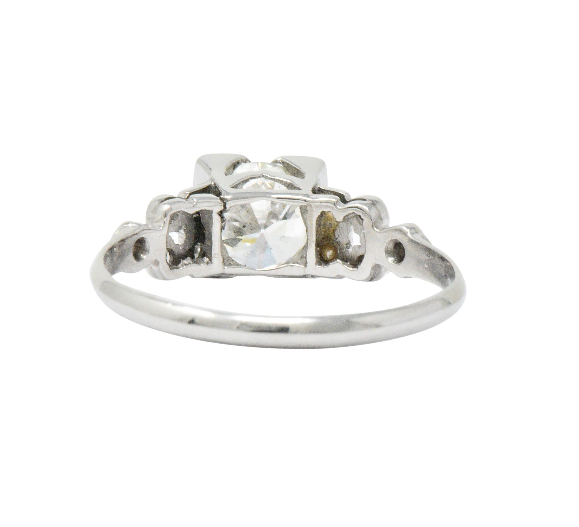 Women's or Men's Art Deco 1.05 Carat Diamond Platinum Engagement Ring GIA
