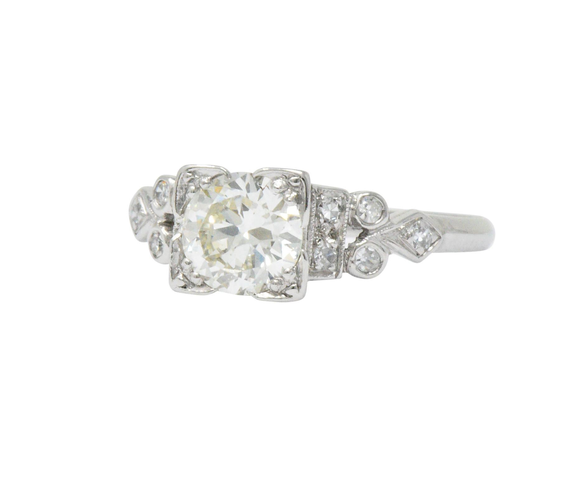 Art Deco 1.05 Carat Diamond Platinum Engagement Ring GIA 3