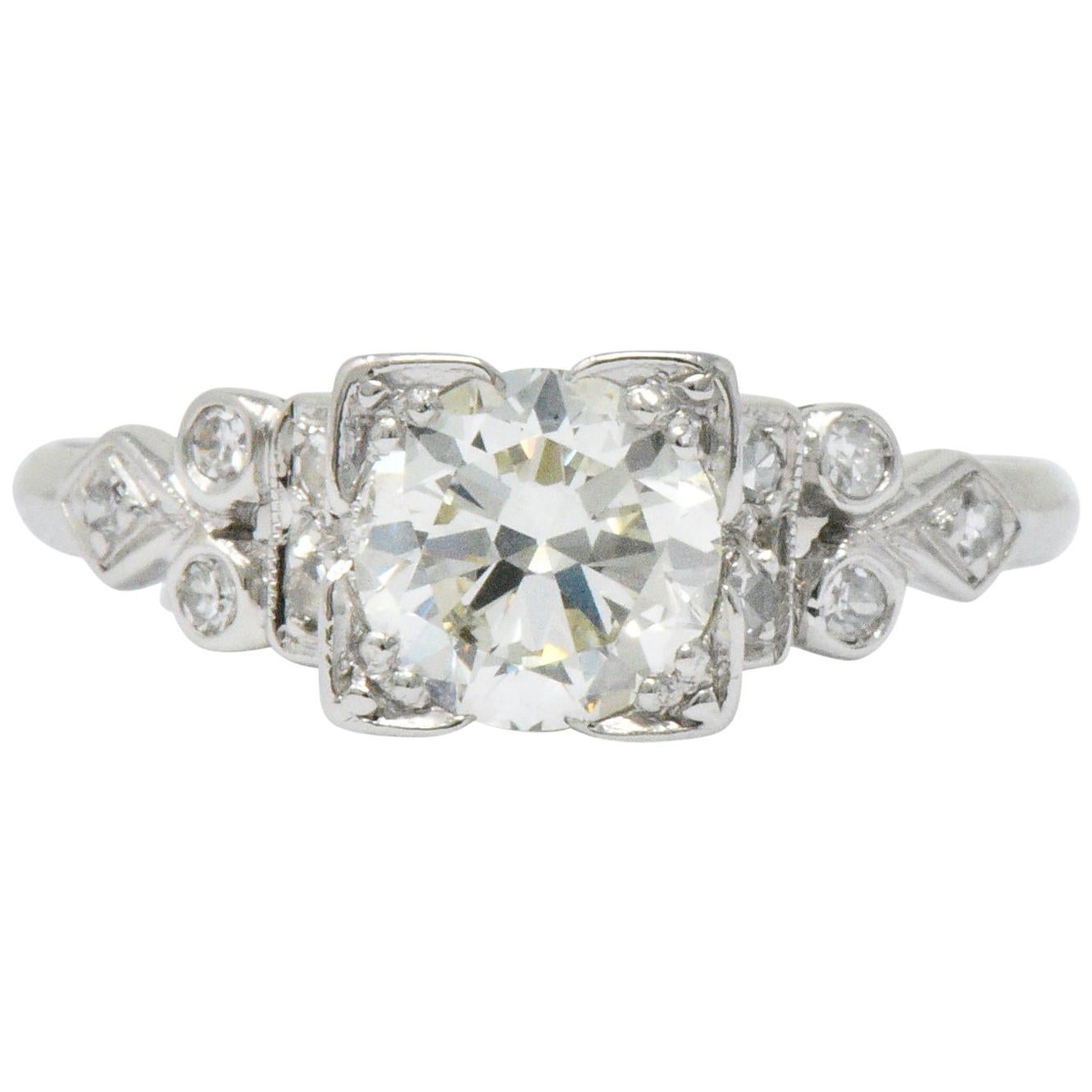 Art Deco 1.05 Carat Diamond Platinum Engagement Ring GIA