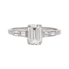 Art Deco 1.05 Carat GIA Certified G/VS1 Emerald Cut Diamond Engagement Ring