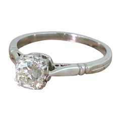 Art Deco 1.05 Carat Old Cut Diamond Platinum Engagement Ring