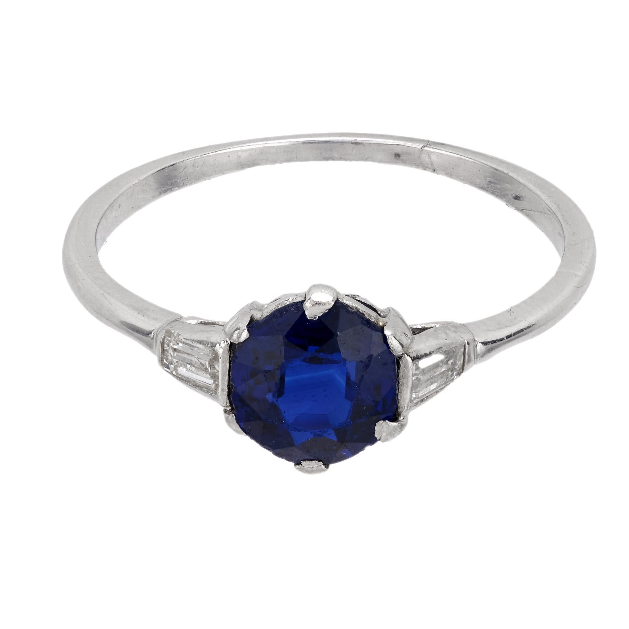 Art Déco 1,05 quilates zafiro diamante platino anillo de compromiso Art Decó en venta