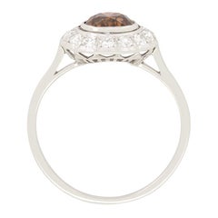 Art Deco 1.05ct Cognac Diamond Halo Ring, c.1920s