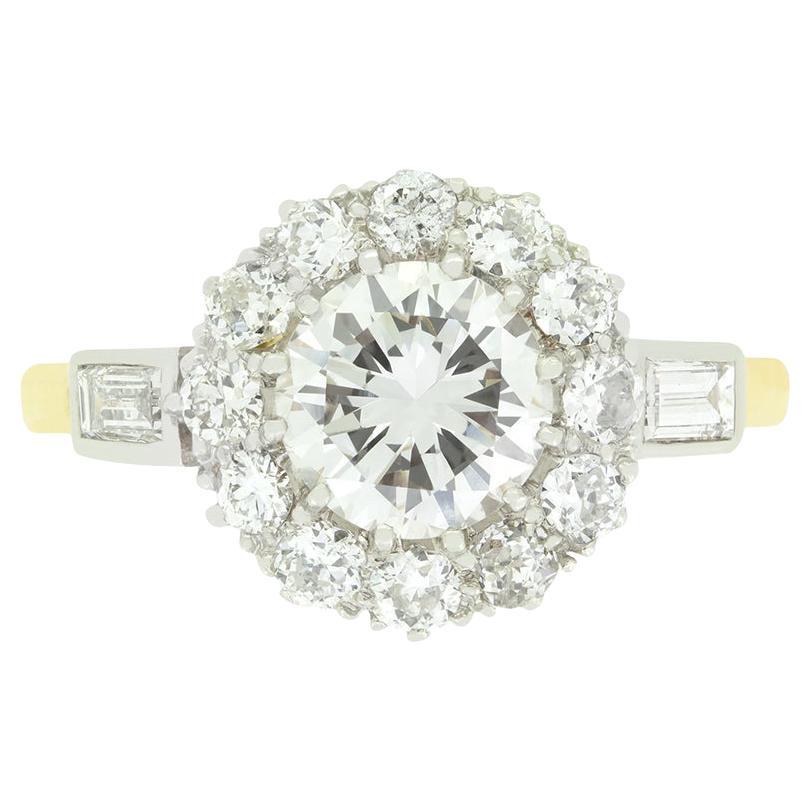 Art Deco 1.05ct Diamond Cluster Ring, c.1930s