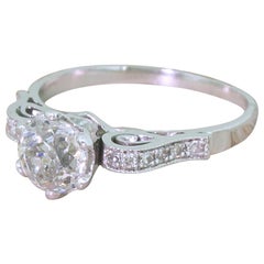 Art Deco 1.06 Carat Old Cut Diamond Platinum Engagement Ring