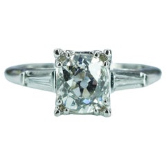 Antique Art Deco 1.06ct Old Mine cut Cushion Diamond Engagement Ring Platinum Estate