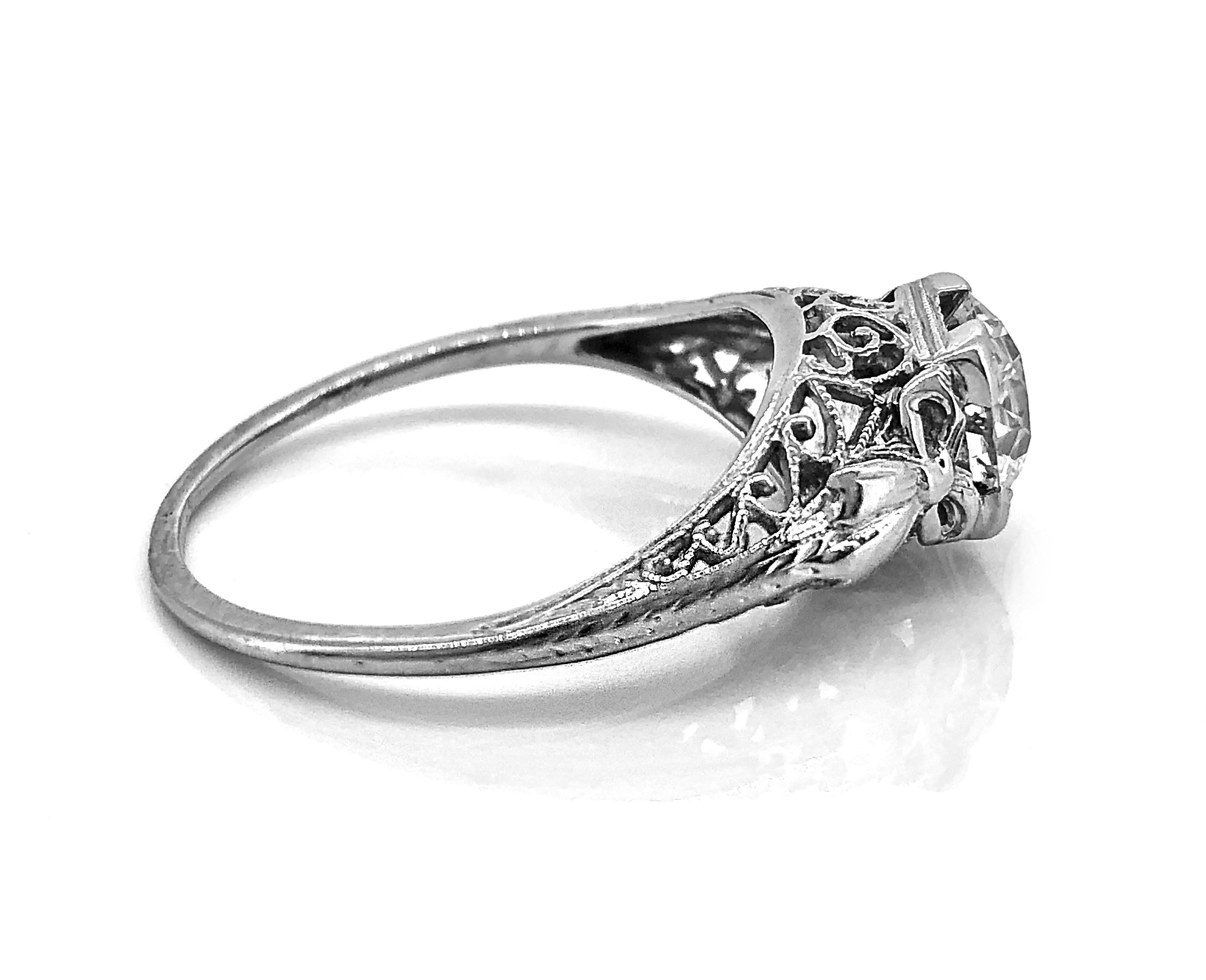 Edwardian Art Deco 1.07 Carat Diamond Gold Engagement Ring 