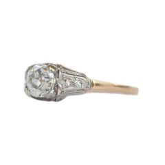 Art Deco 1.07 Carat Old Miner Antique Cushion Cut Diamond Platinum Ring