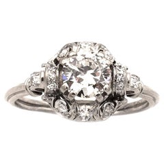 Art Deco 1.08 Carat Diamond Platinum Ring, circa 1920
