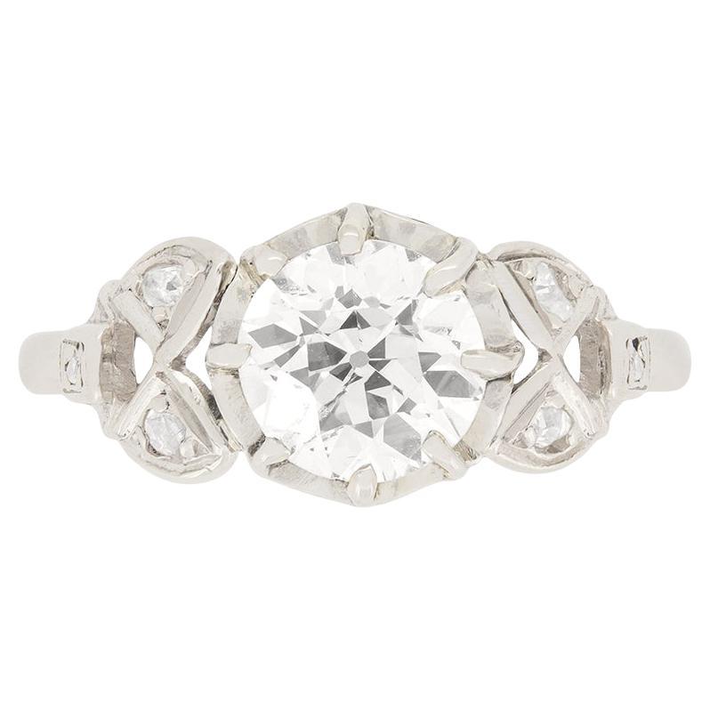 Art Deco 1.08 Carat Diamond Solitaire Ring, c.1920s For Sale