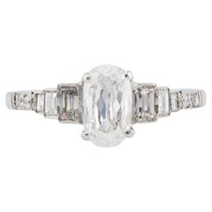 Art Deco 1.09 Carat Cushion Cut Diamond Platinum Ring