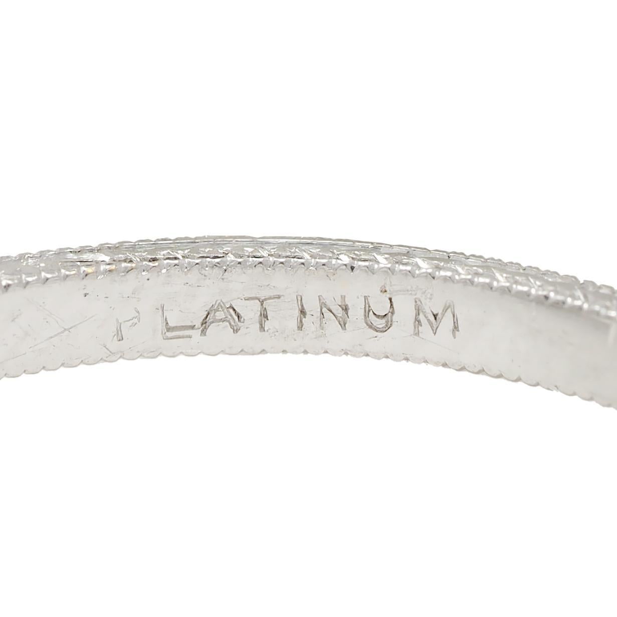 Art Deco 1.09 CTW Diamond Platinum Scroll Engraved Vintage Engagement Ring GIA 10
