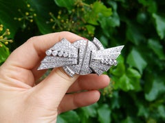 Art Deco 10.95 Carat Diamond Duette Double Clip Brooch in Platinum