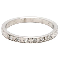 Art Deco .10ctw Diamond Engraved Wedding Band Ring, Platinum, Ring Size 5.25