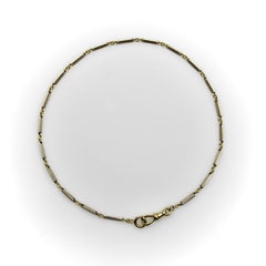 Art Deco 10K Gold Bi-Colored Watch Chain with 14K Gold Dog Clip and Spring Ring