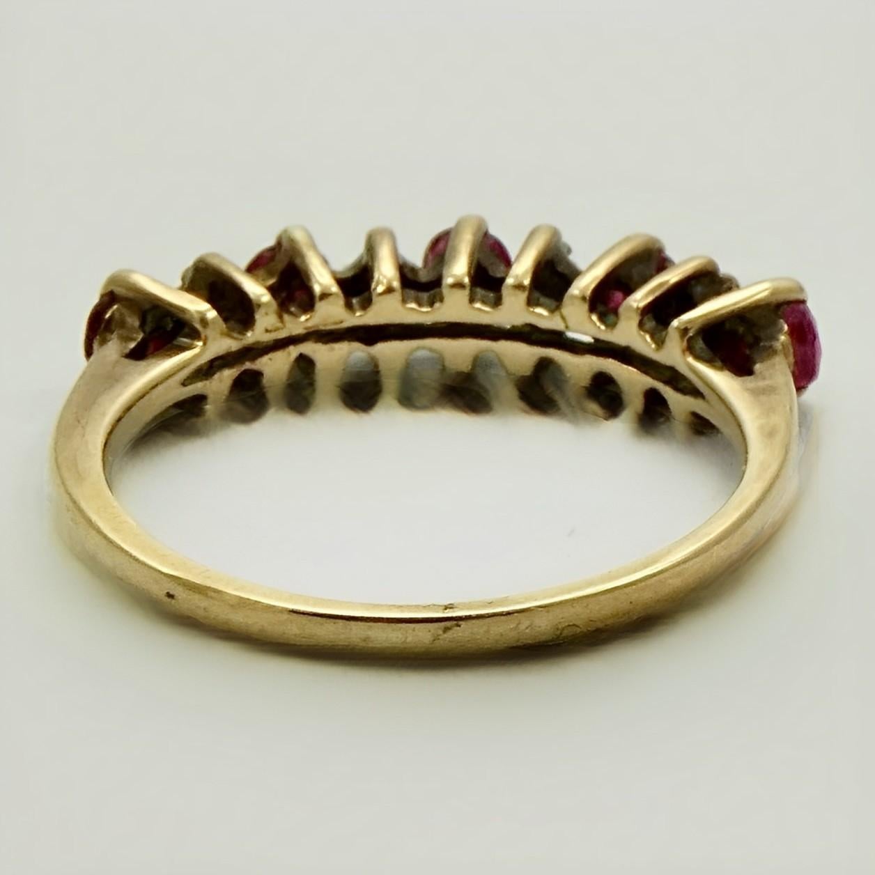 Women's Art Deco 10K Gold Diamond and Ruby Ring For Sale