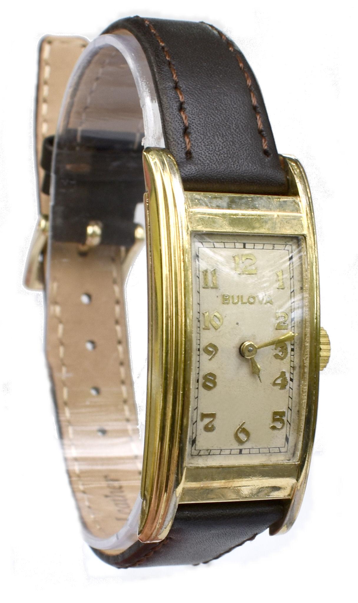 Art Deco 10k Gold Filled Gents Watch, Bulova, Fully Serviced, C1936 4