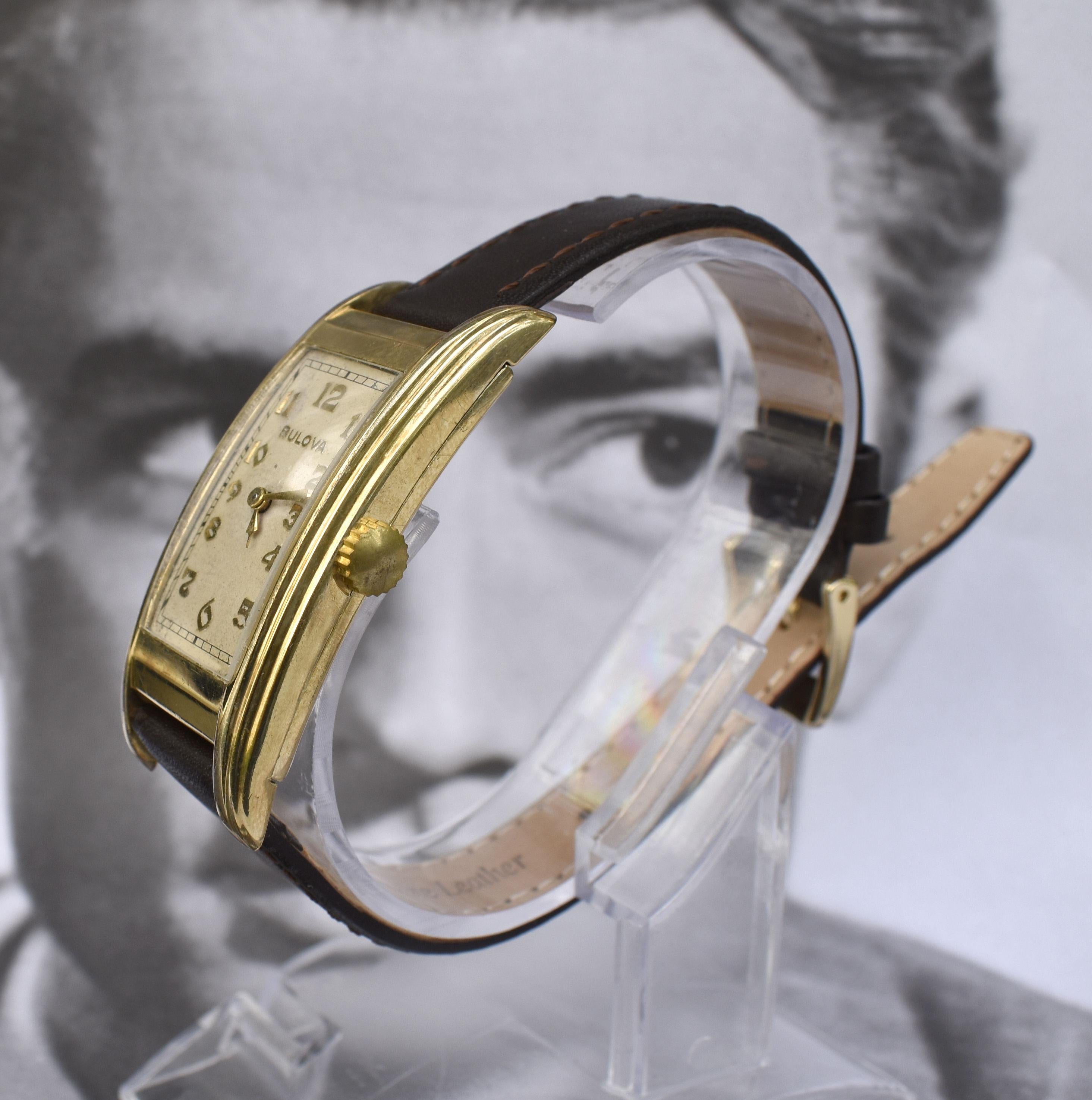 Art Deco 10k Gold Filled Gents Watch, Bulova, Fully Serviced, C1936 5