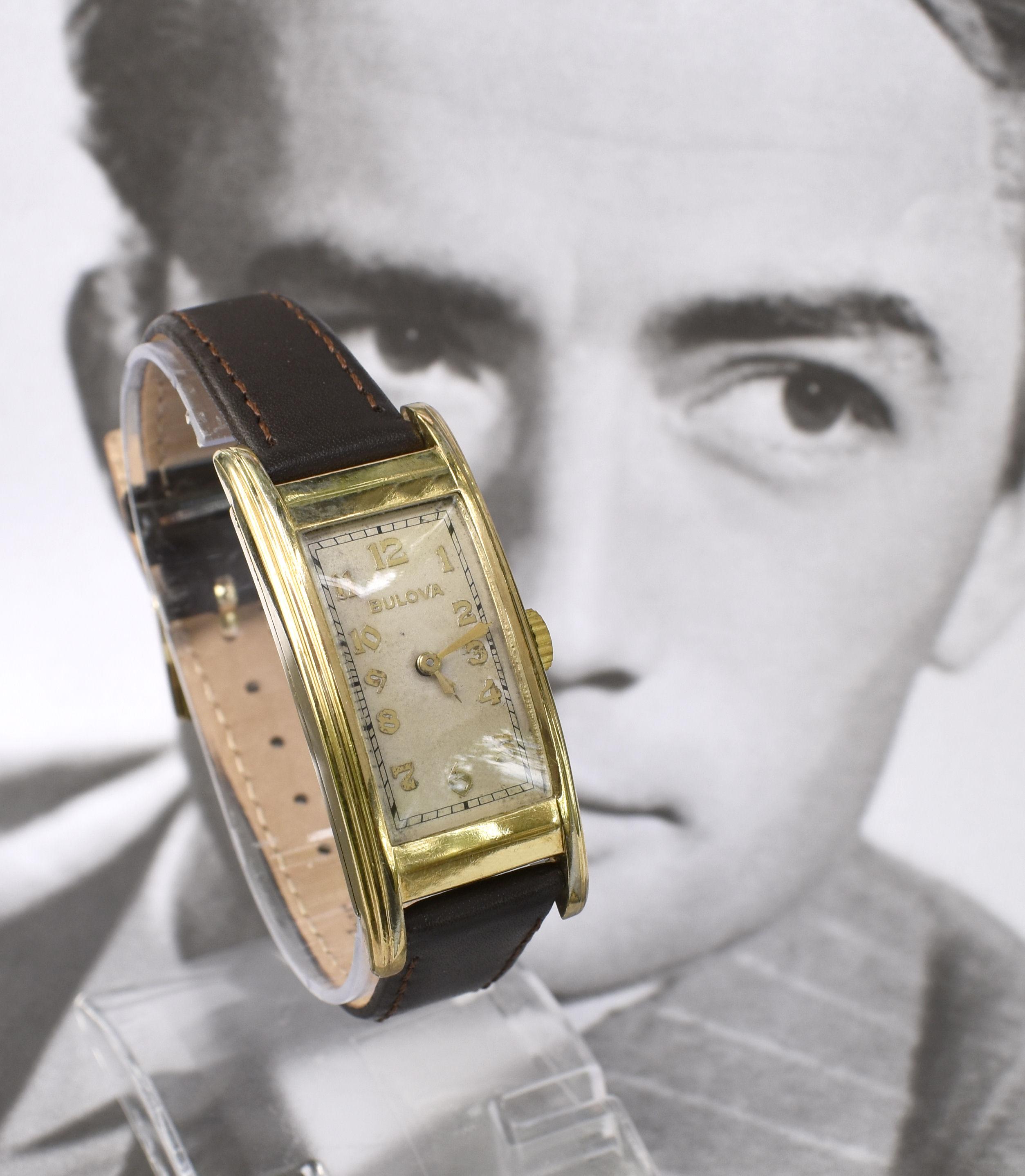 Art Deco 10k Gold Filled Gents Watch, Bulova, Fully Serviced, C1936 In Good Condition In Westward ho, GB