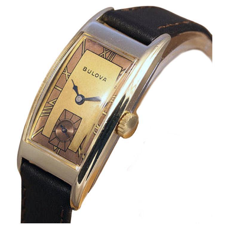 Men's Art Deco 10k Rolled Gold Gents Wristwatch by Bulova, Fully Serviced, c1943