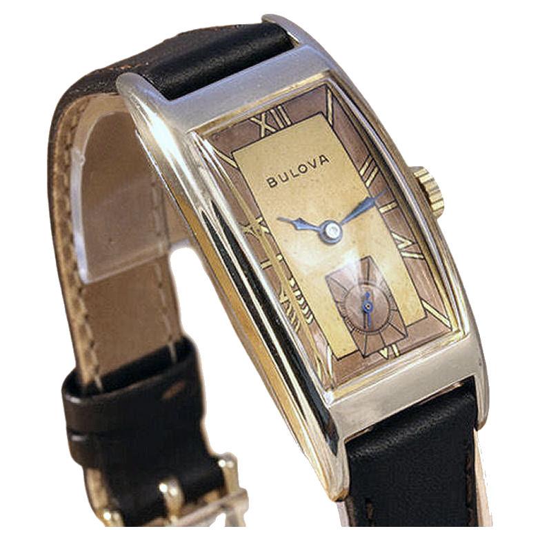 Art Deco 10k Rolled Gold Gents Wristwatch by Bulova, Fully Serviced, c1943 1