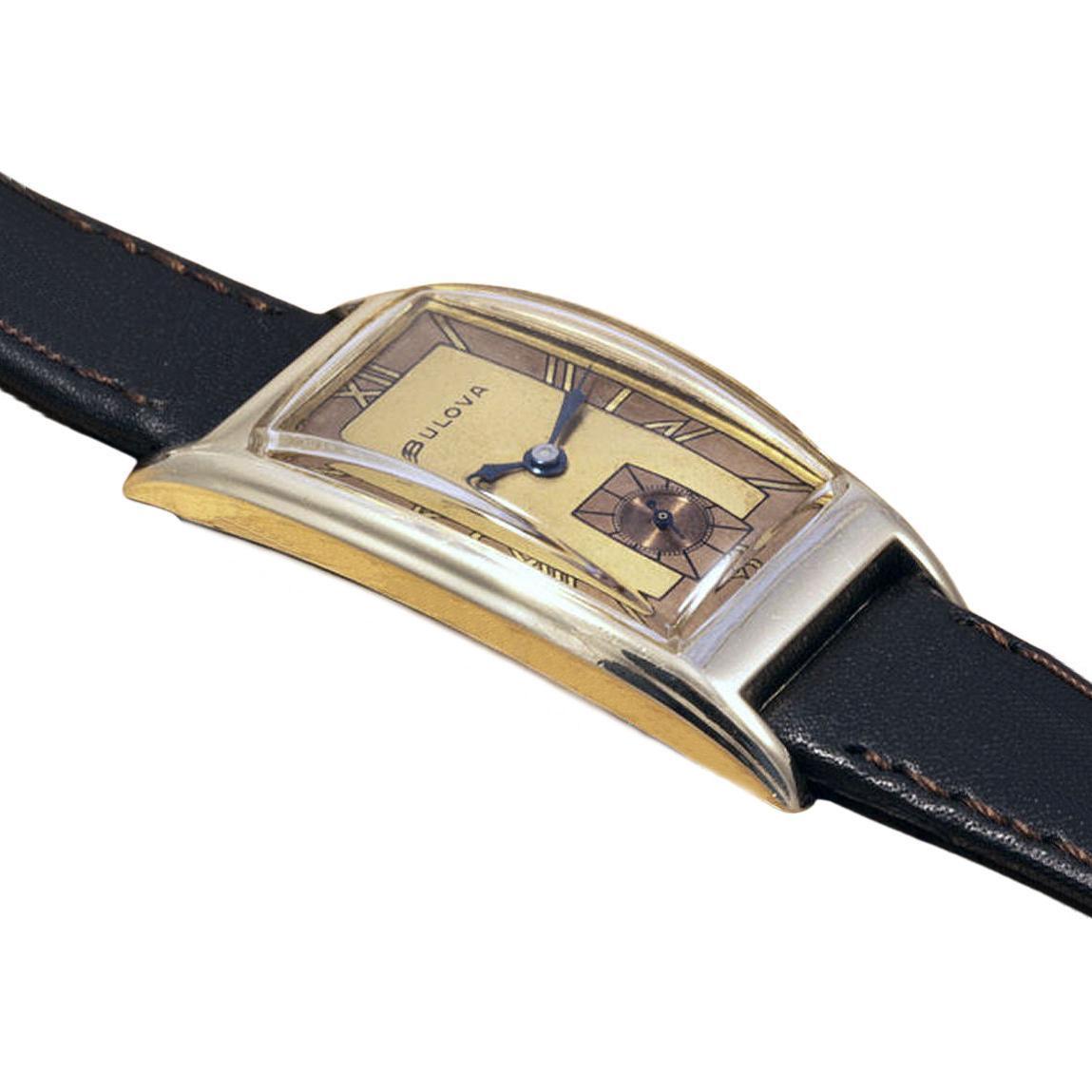 Art Deco 10k Rolled Gold Gents Wristwatch by Bulova, Fully Serviced, c1943 2