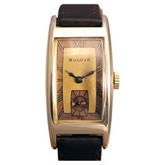 Art Deco 10k Rolled Gold Gents Wristwatch by Bulova, Fully Serviced, c1943