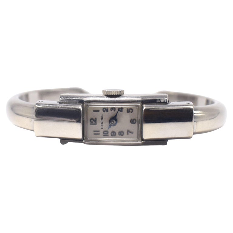 Belrus Ladies Vintage Art Deco Watch Lot 10k White GF Spidel Bracelet No Battery Working Vintage Benrus White Gold Ladies Watch 10k Gold  main image 3