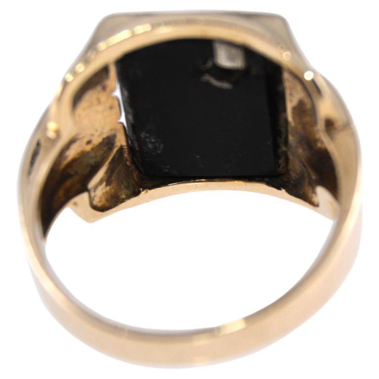 Art Deco 10Kt. Gold Unisex Ring with R Initial Hand Made ca 1930 Sizable 10 1/4 8