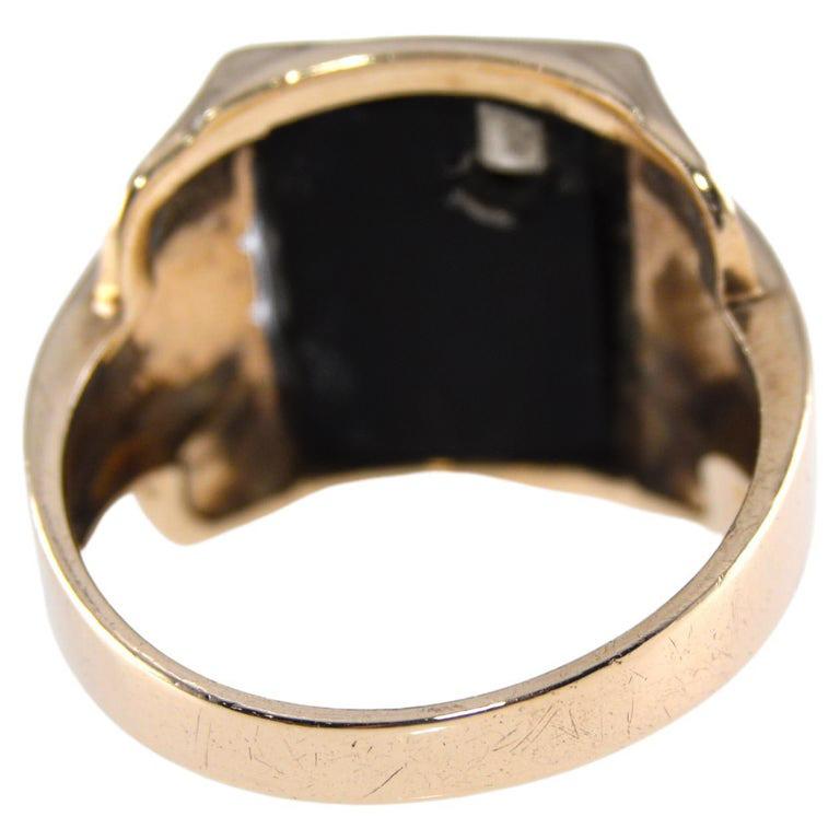 Art Deco 10Kt. Gold Unisex Ring with R Initial Hand Made ca 1930 Sizable 10 1/4 9