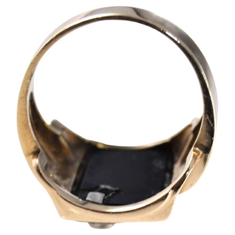 Art Deco 10Kt. Gold Unisex Ring with R Initial Hand Made ca 1930 Sizable 10 1/4 6