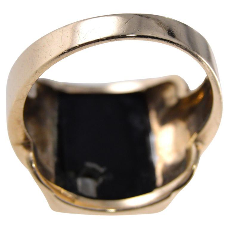 Art Deco 10Kt. Gold Unisex Ring with R Initial Hand Made ca 1930 Sizable 10 1/4 7