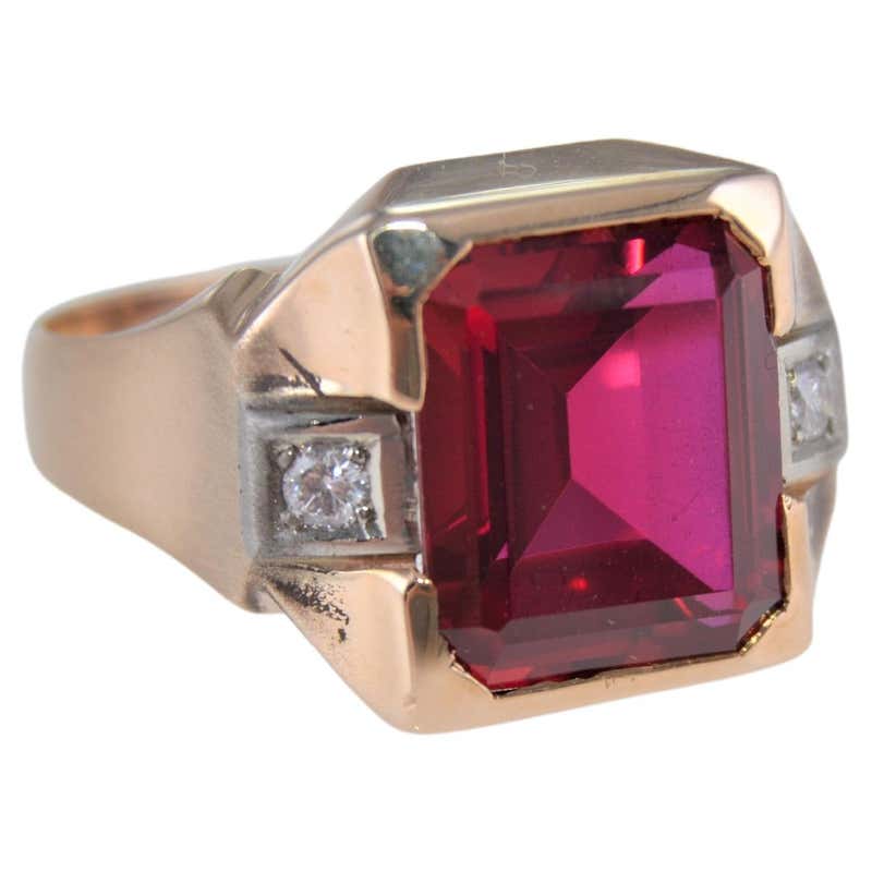 Art Deco 10kt, Solid Gold Multi Colored 1953 High School Ring with ...