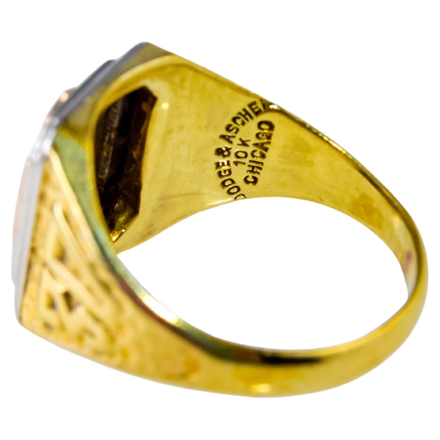 Art Deco 10Kt Solid Multi Color Gold School Ring from FHA Commercial from  1930 For Sale at 1stDibs