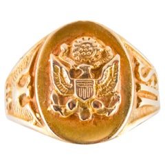 Vintage Art Deco 10Kt. Solid Gold U.S. Military Ring Die Struck Hand Made 1940's