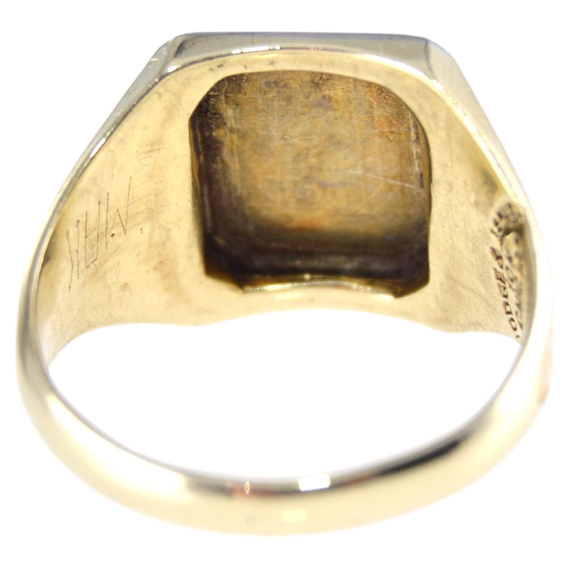 Art Deco 10Kt Solid Multi Color Gold School Ring from FHA Commercial from 1930  For Sale 4