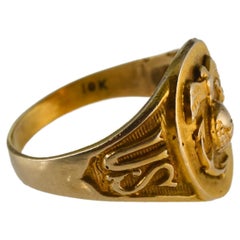 Art Deco 10 Karat Yellow Gold Signet Ring Sized to 6 1/2, 1930s, Hand Made