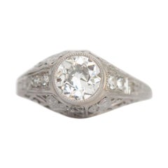 vintage platinum engagement rings Art Deco 1.1 Carat Old European Diamond Vintage Platinum Filigree Solitaire Ring