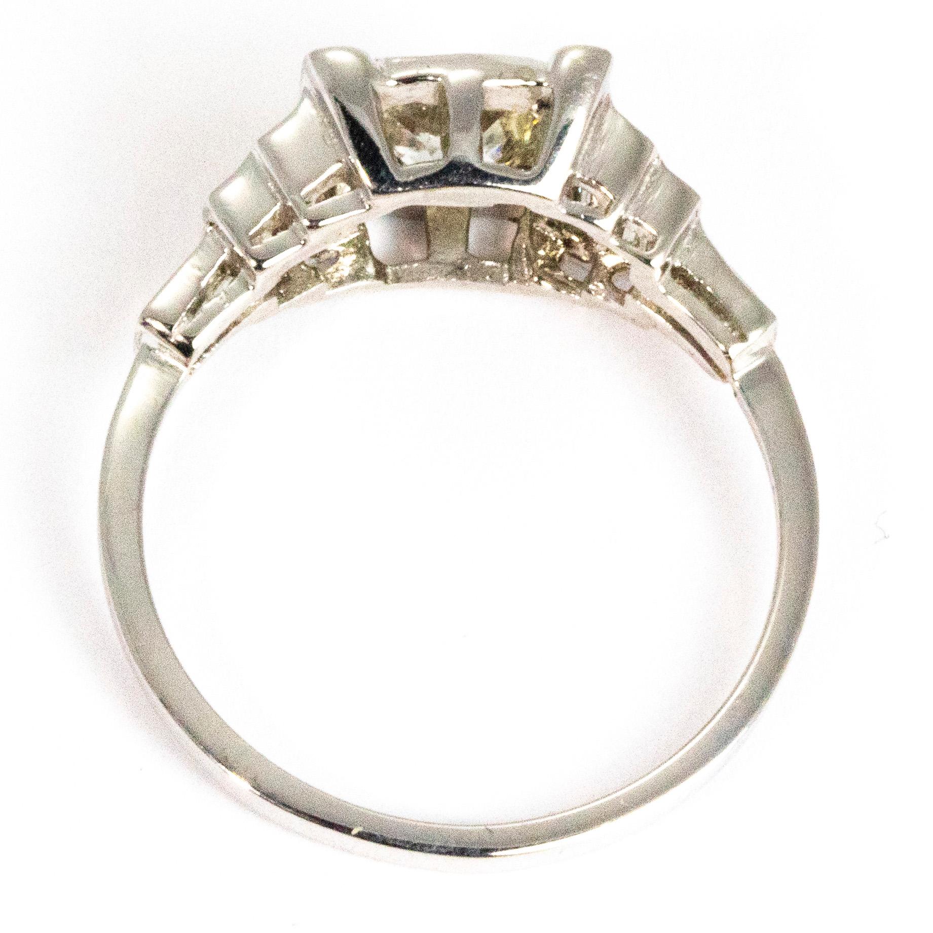 Old Mine Cut Art Deco 1.10 Carat Diamond and Platinum Ring