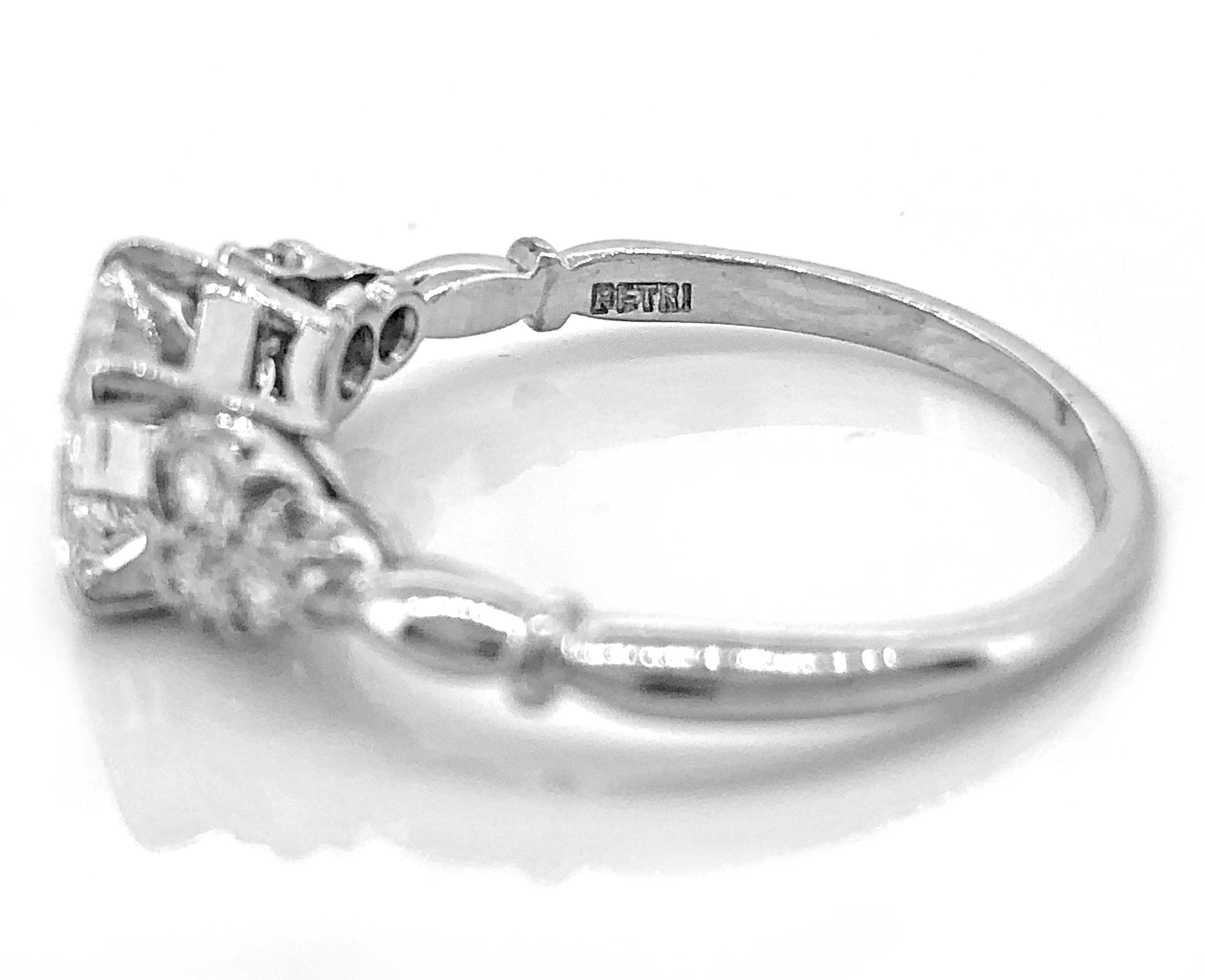 Emerald Cut Art Deco 1.10 Carat Diamond Antique Engagement Ring Platinum, Edward Petri