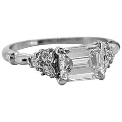 Art Deco 1.10 Carat Diamond Antique Engagement Ring Platinum, Edward Petri