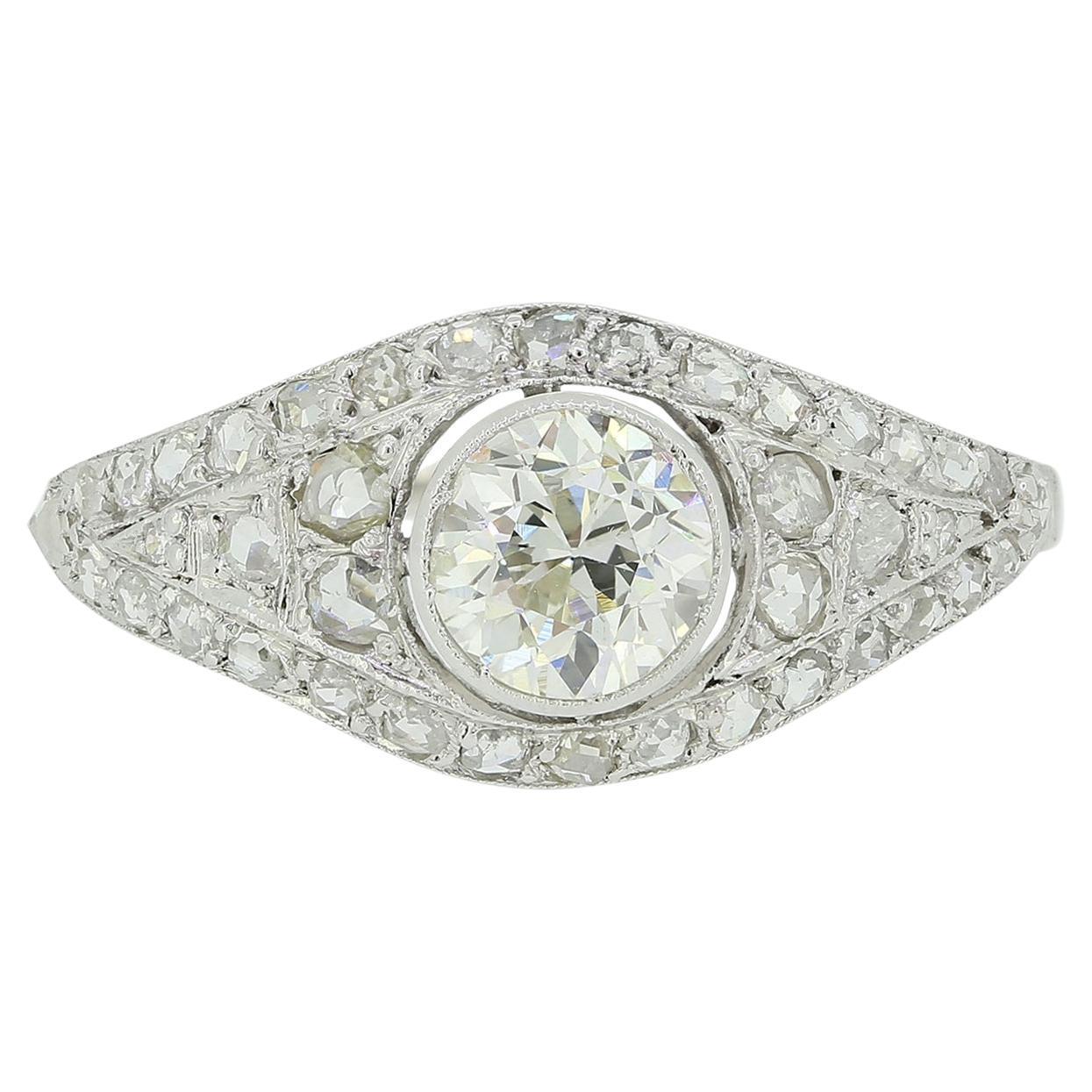 Art Deco 1.10 Carat Diamond Cluster Ring