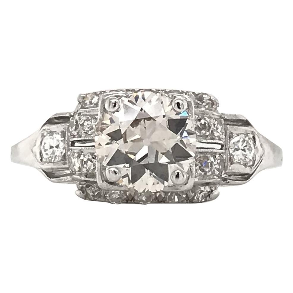 Art Deco 1.10 Carat Diamond Platinum Engagement Ring