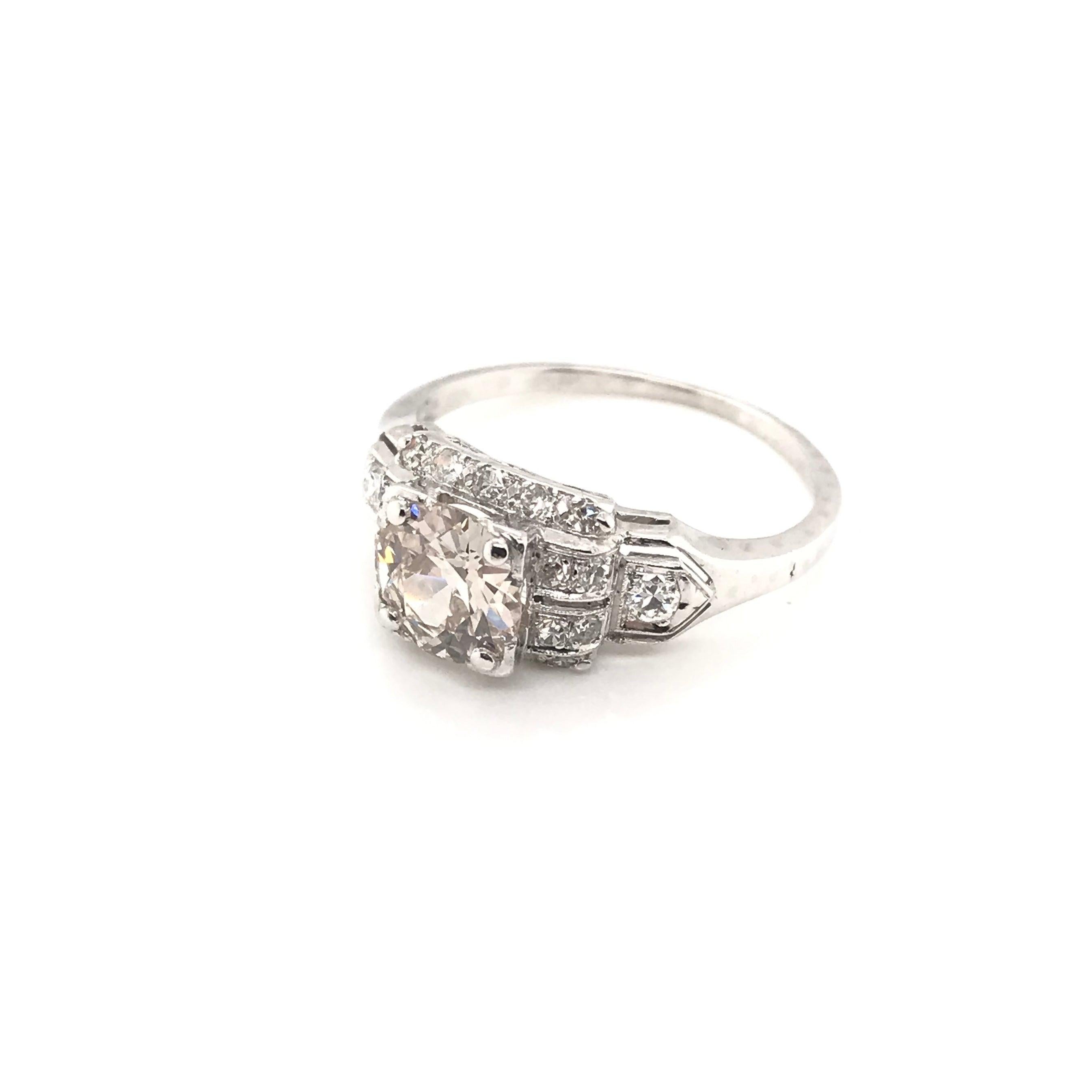 Art Deco 1.10 Carat Diamond Platinum Ring 6