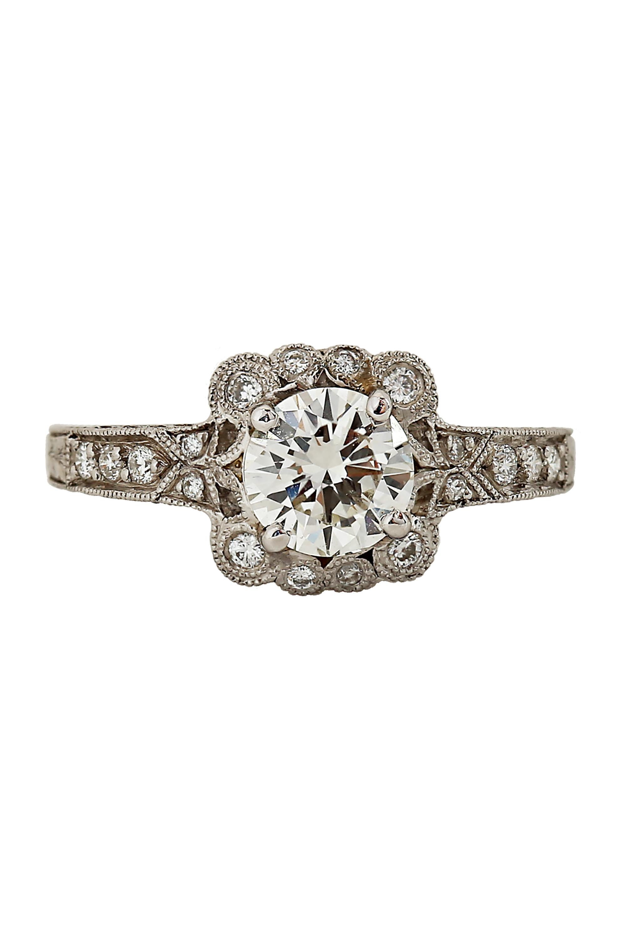 Art Deco 1.10 Carat Diamond Platinum Ring In Good Condition For Sale In beverly hills, CA