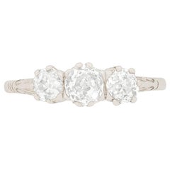 Art Deco 1.10 Carat Diamond Three-Stone Ring, circa 1920s