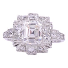 Art Deco 1.10 Carat Emerald Cut Diamond Engagement Ring, circa 1920s